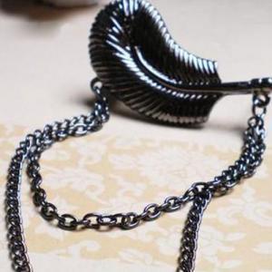[gh10002]silver/gold Tone Feather Chain Clip On..