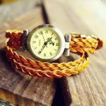 Retro Vintage Woven Yellow Bracelet Watch