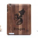 Retro Dragon Carved Handmade Wooden Case For Ipad