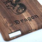 Retro Dragon Carved Handmade Wooden Case For Ipad
