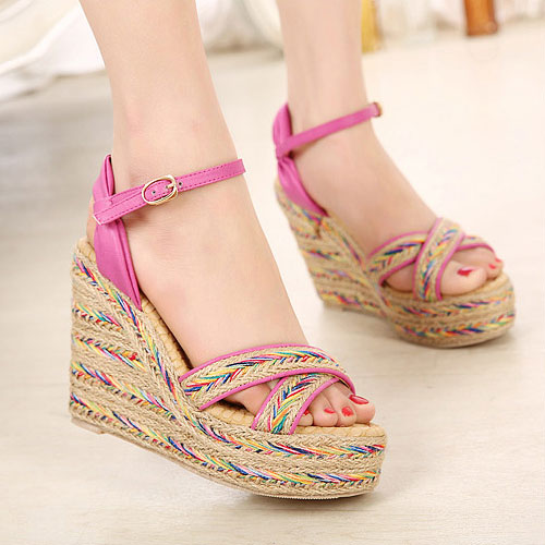 [gh10007]hobo Multicolor Braided High Wedge Heel Platform Sandal on Luulla