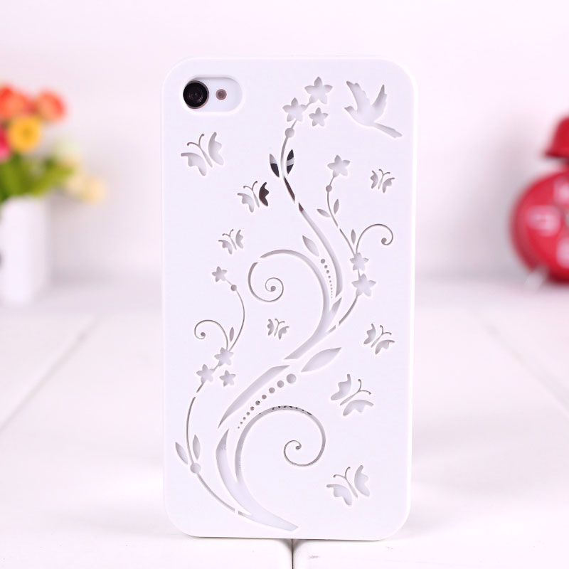 Flowers And Butterfly Relief Frosted Case For Iphone 4/4s