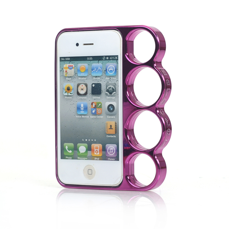 Fashion Pink Four Ring Finger Tiger Border Case For Iphone 4/4s