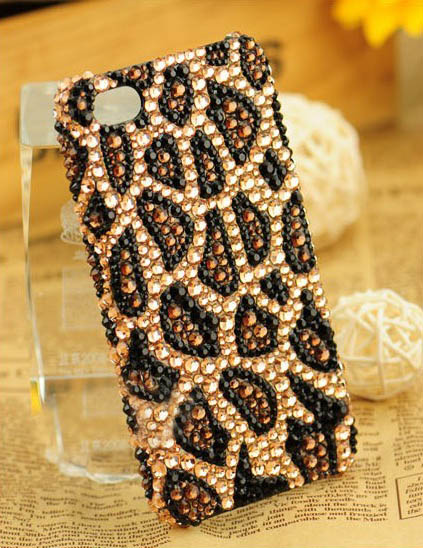Cool Leopard Handmade Rhinestone Hard Cover Case For Iphone 4/4s