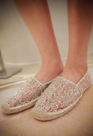 [gh10099]gold / Silver Tone Sequined Sheer Mesh Flats Slip On Loafer on