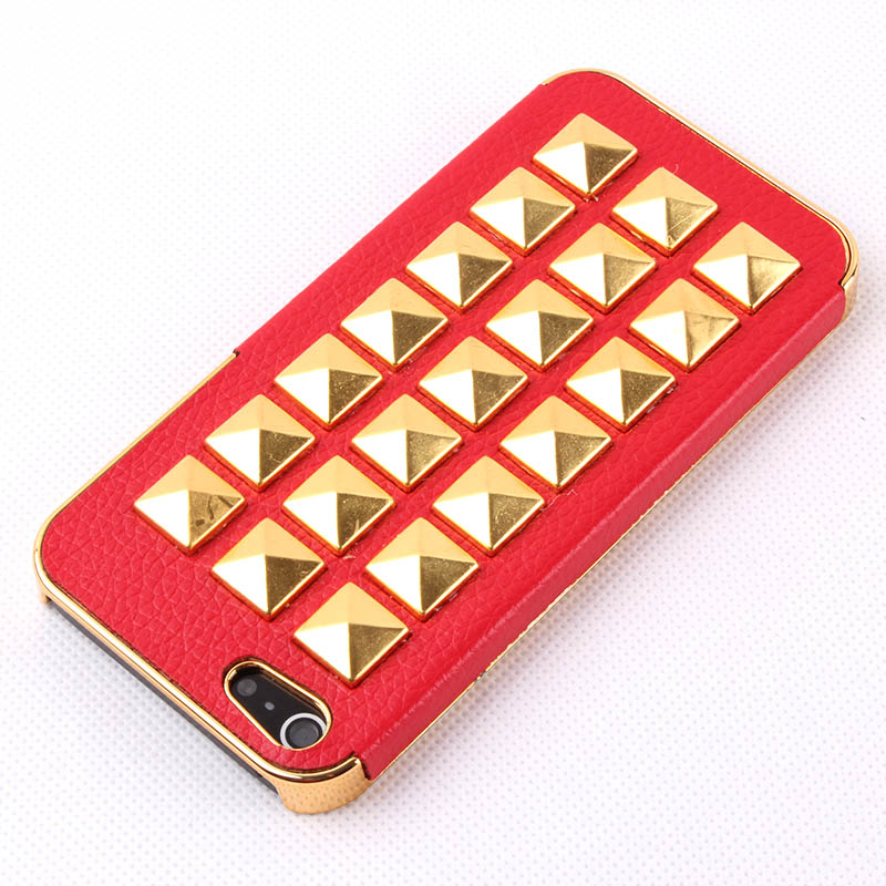 Fashion Rivet On Litchi Grain Stick Handmade Hard Case For Iphone 5 on ...